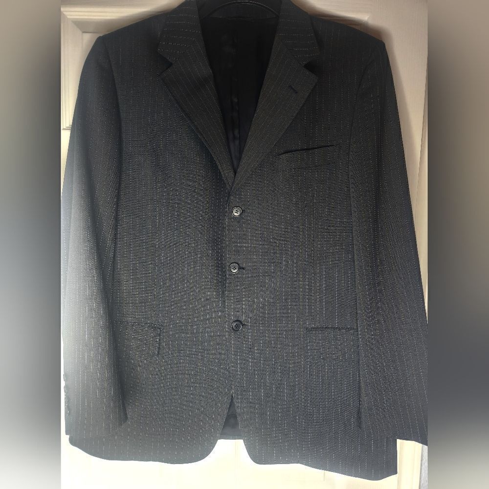 CoccoVino 52/ 44R Italy Gray Striped Pockets 3 Buttons Microwool Men's Blazer